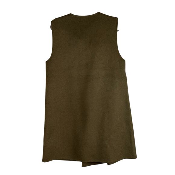 Talbots Double Open Face Fly Away Vest Size M Olive Green Wool Blend Long - Picture 3 of 10